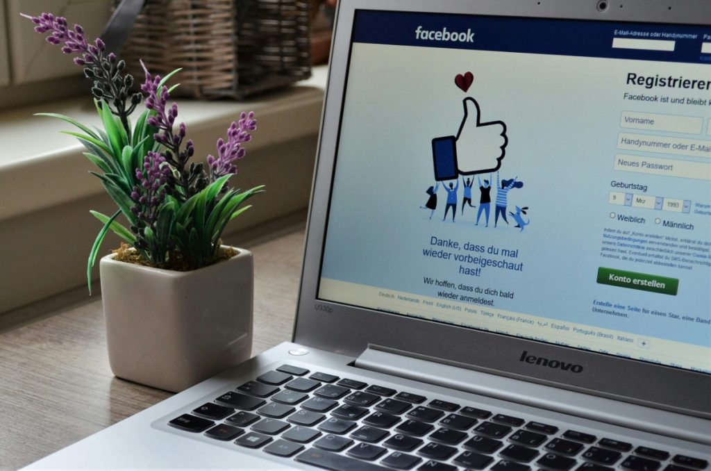 Facebook home page opened on a computer.