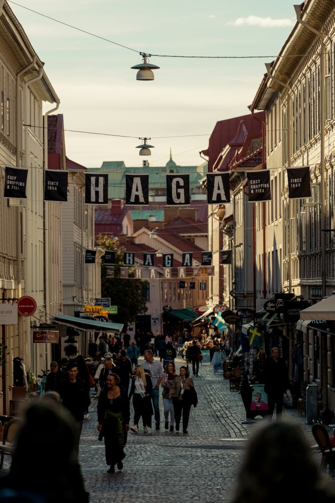 The main street of Haga is filled with small cafés and boutiques. Visiting Haga is one of the top things to do in Gothenburg.