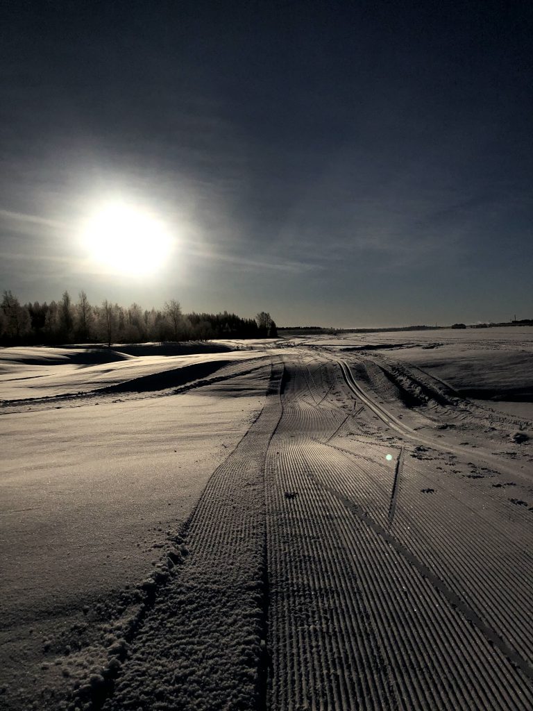 Sunrise at the Tornio River and ski trail