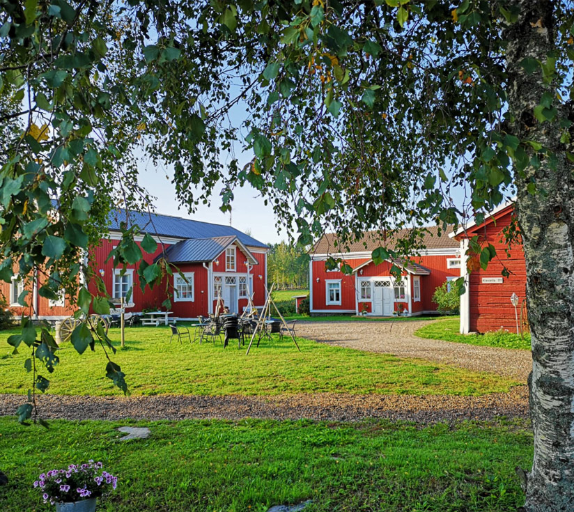 The courtyard of Kissankello cafe in Kalajoki.