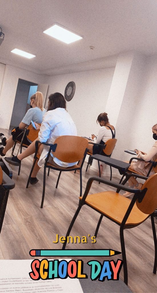 classroom full of students studying.