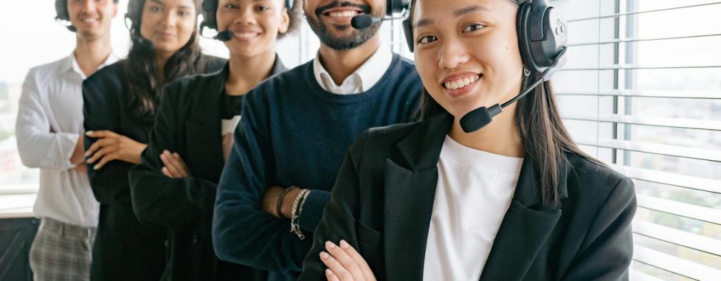 Happy contact center representatives.