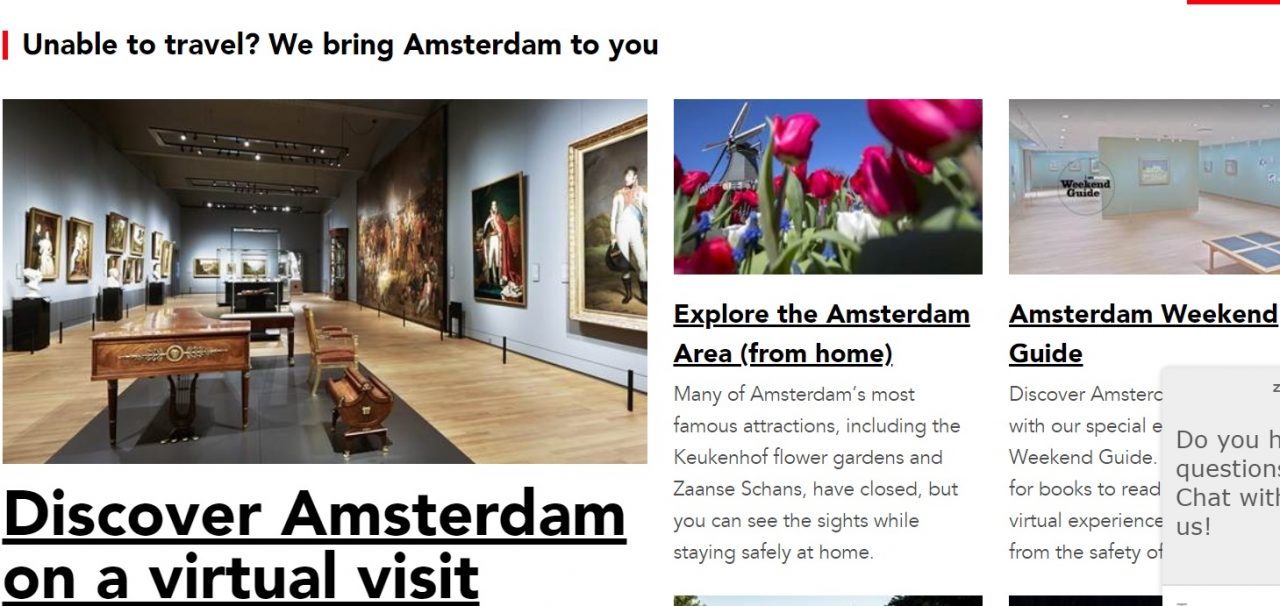 Visit Amsterdam -sivuston kuvaruutukaappaus.