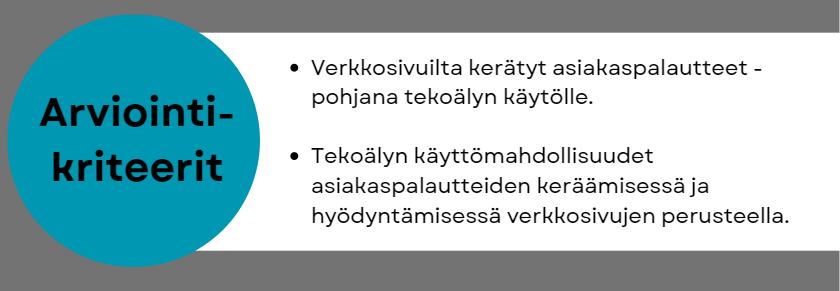 Verkkosivuilta kerätyt asiakaspalautteet pohjana tekoälyn käytölle. Tekoälyn käyttömahdollisuudet asiakaspalautteiden keräämisessä ja hyödyntämisessä verkkosivujen perusteella.