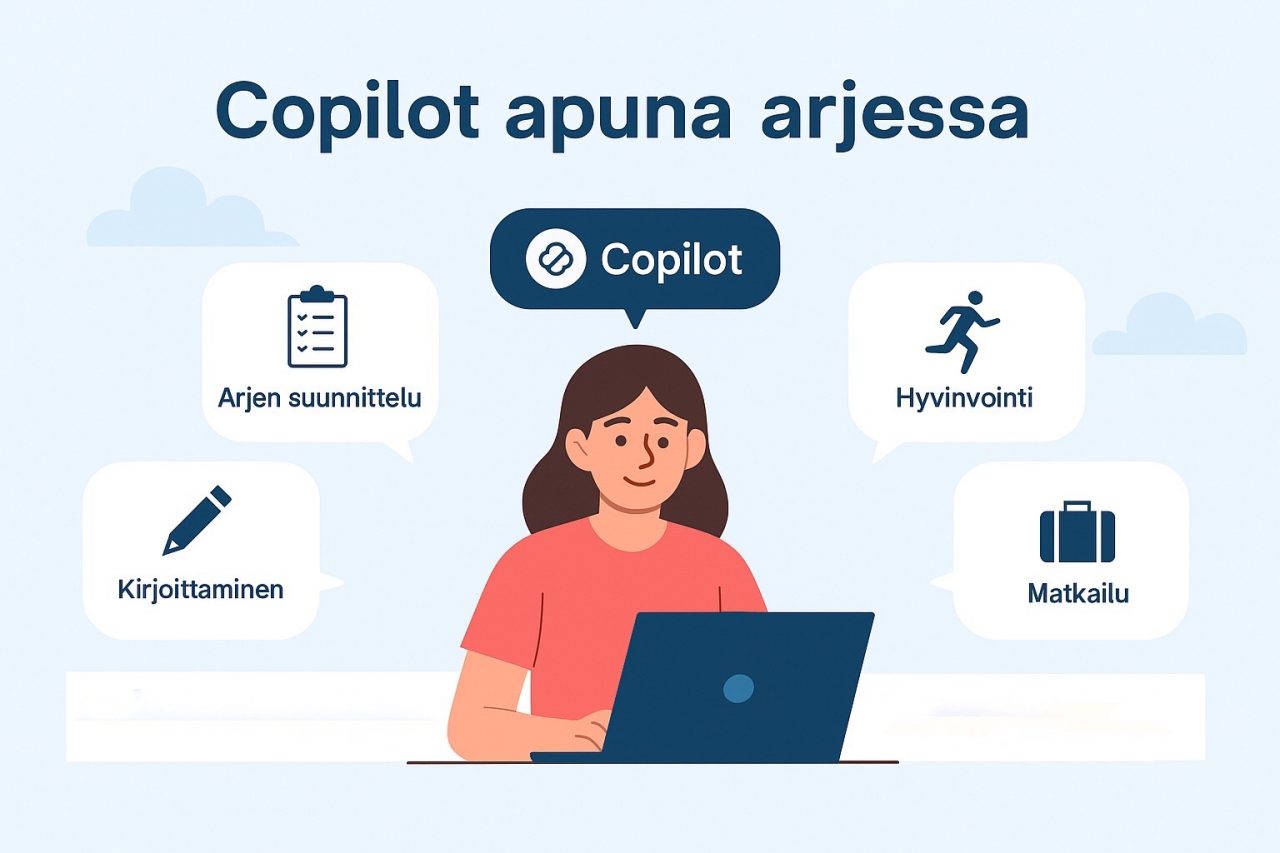 Kuva havainnollistaa Copilotin hyötyjä arjen hallinnassa.