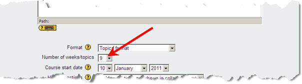 Set the number of weeks/topics