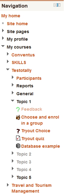 Course page navigation