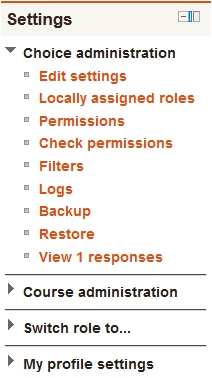 The teacher settings in a Choice module