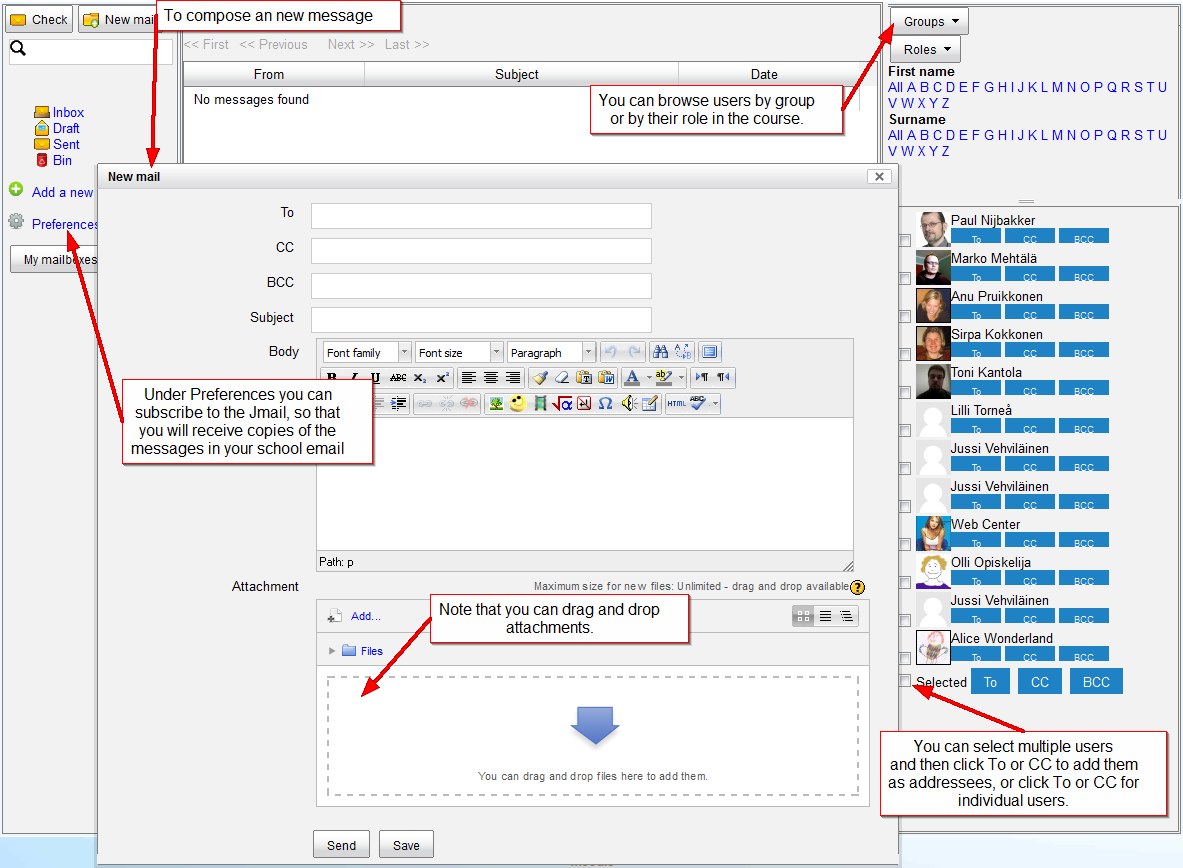 Jmail while composing a new message