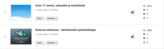 Kuva Slidesharen kautta jaettujen esitysten statistiikasta.