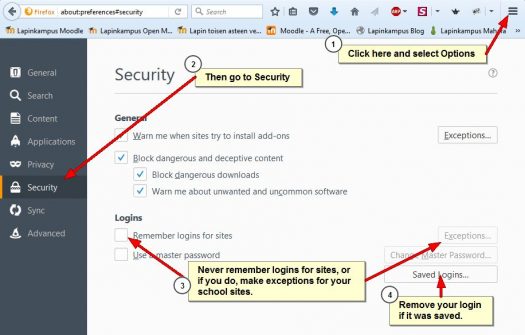 Firefox security settings
