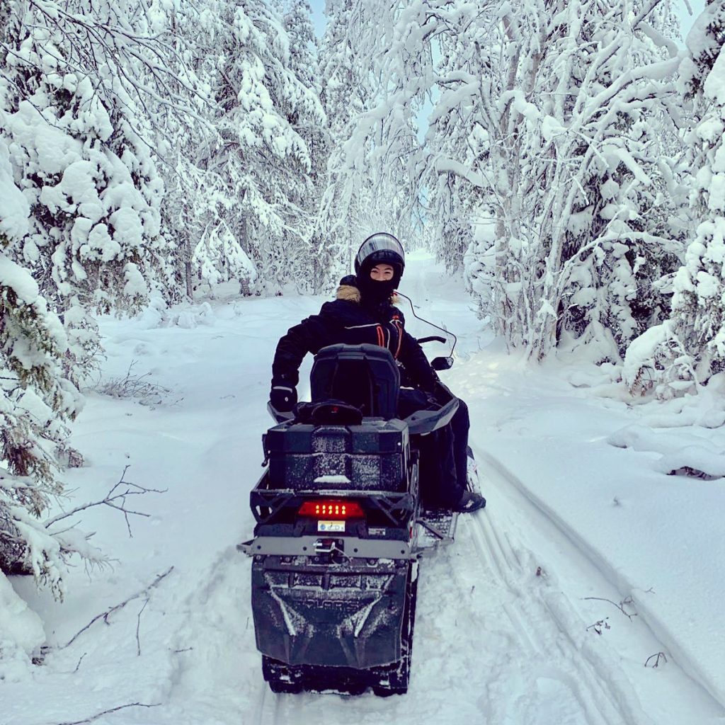 Snowmobiling in winter