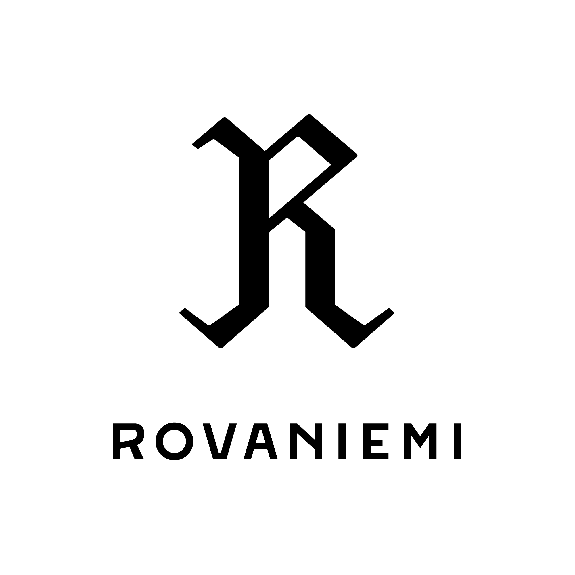 Rovaniemen kaupunki -logo, teksti ''R ROVANIEMI''