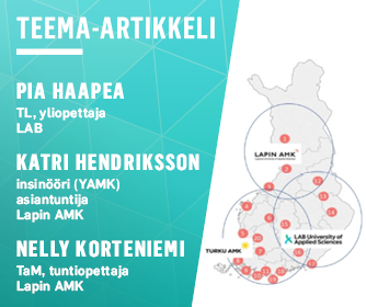 Tekijöiden nimitiedot ja Suomen kartta, jossa ammattikorkeakoulujen logot.