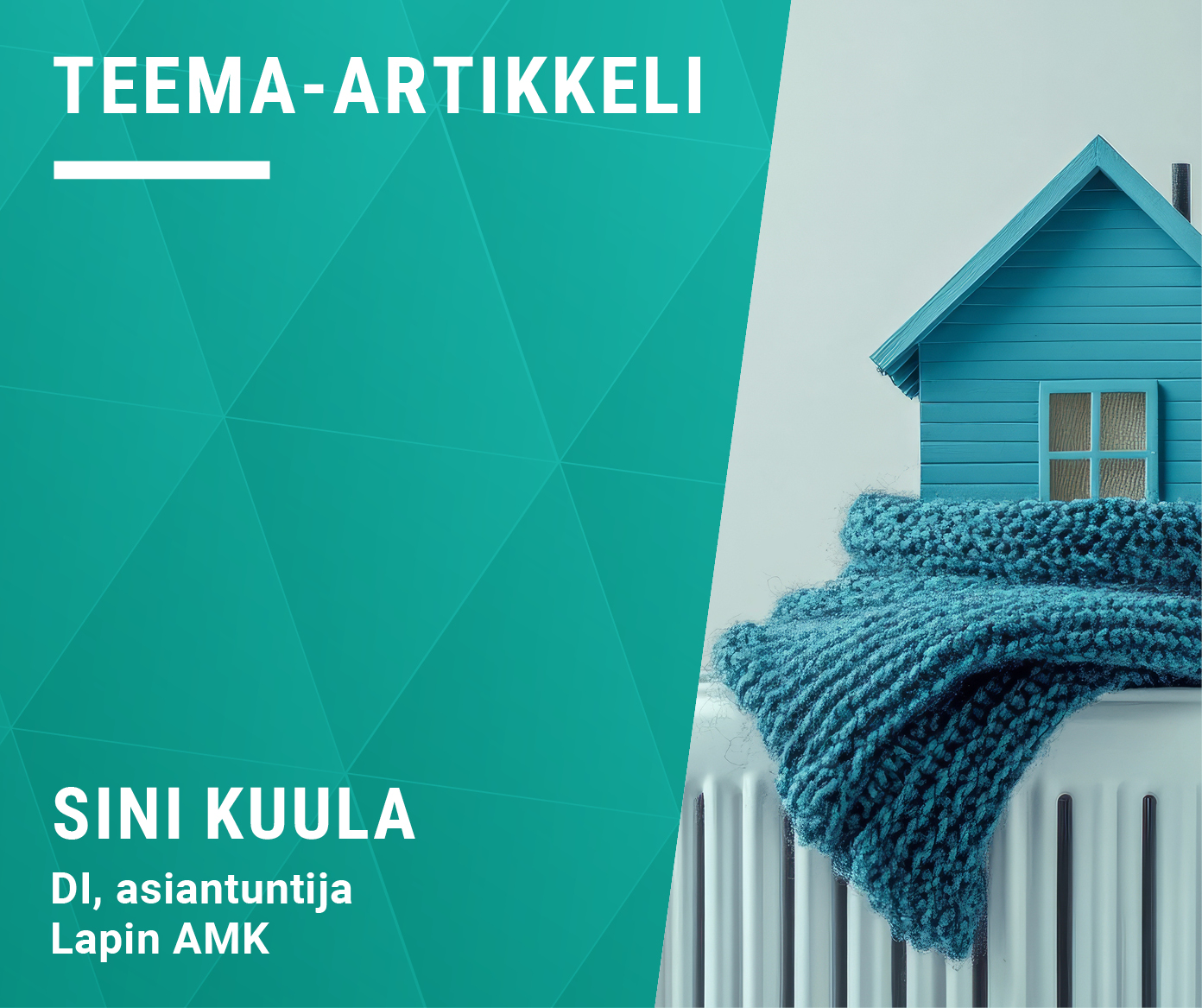 Talon pienoismalli kaulahuiviin käärittynä lämpöpatterin päällä.