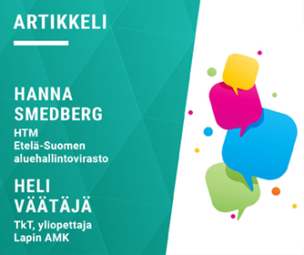 Kirjoittajien tiedot ja kuvituskuvassa puhekuplia.