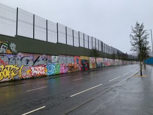 Peace Wall in Belfast from left angle