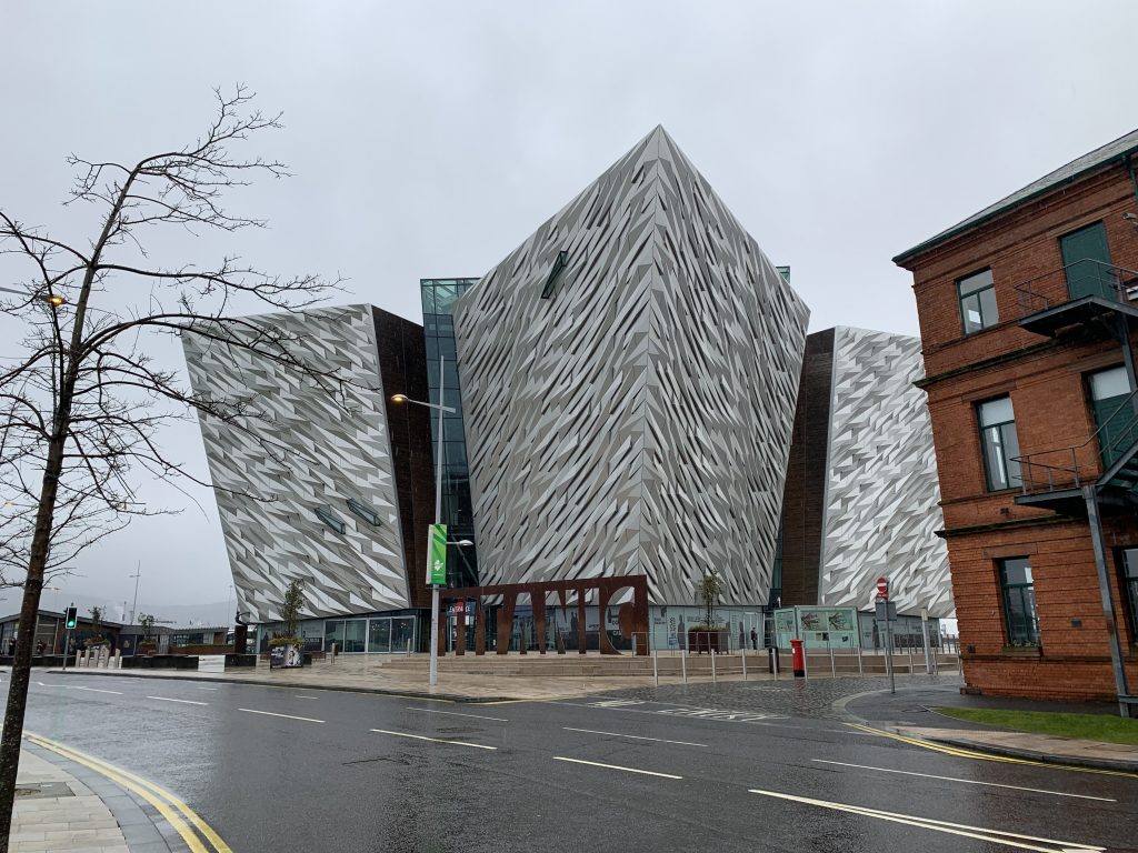 the titanic museum in belfast from the outside during the day