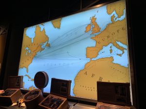 A tangible sea route map in the Titanic Museum in Belfast