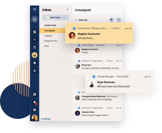 illustration of the hootsuite shared inbox feature