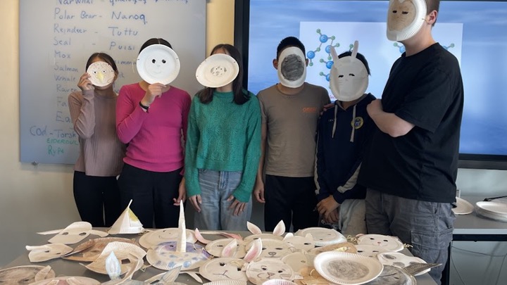 group of pupils with the masks