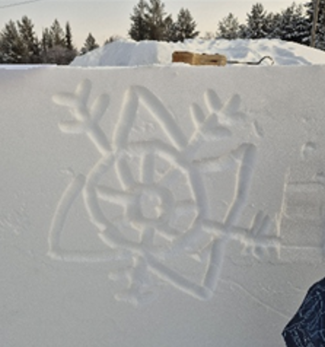 carving in a snow block