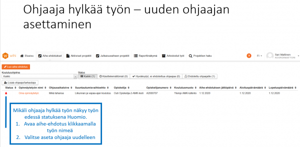 Uuden ohjaajan asettaminen