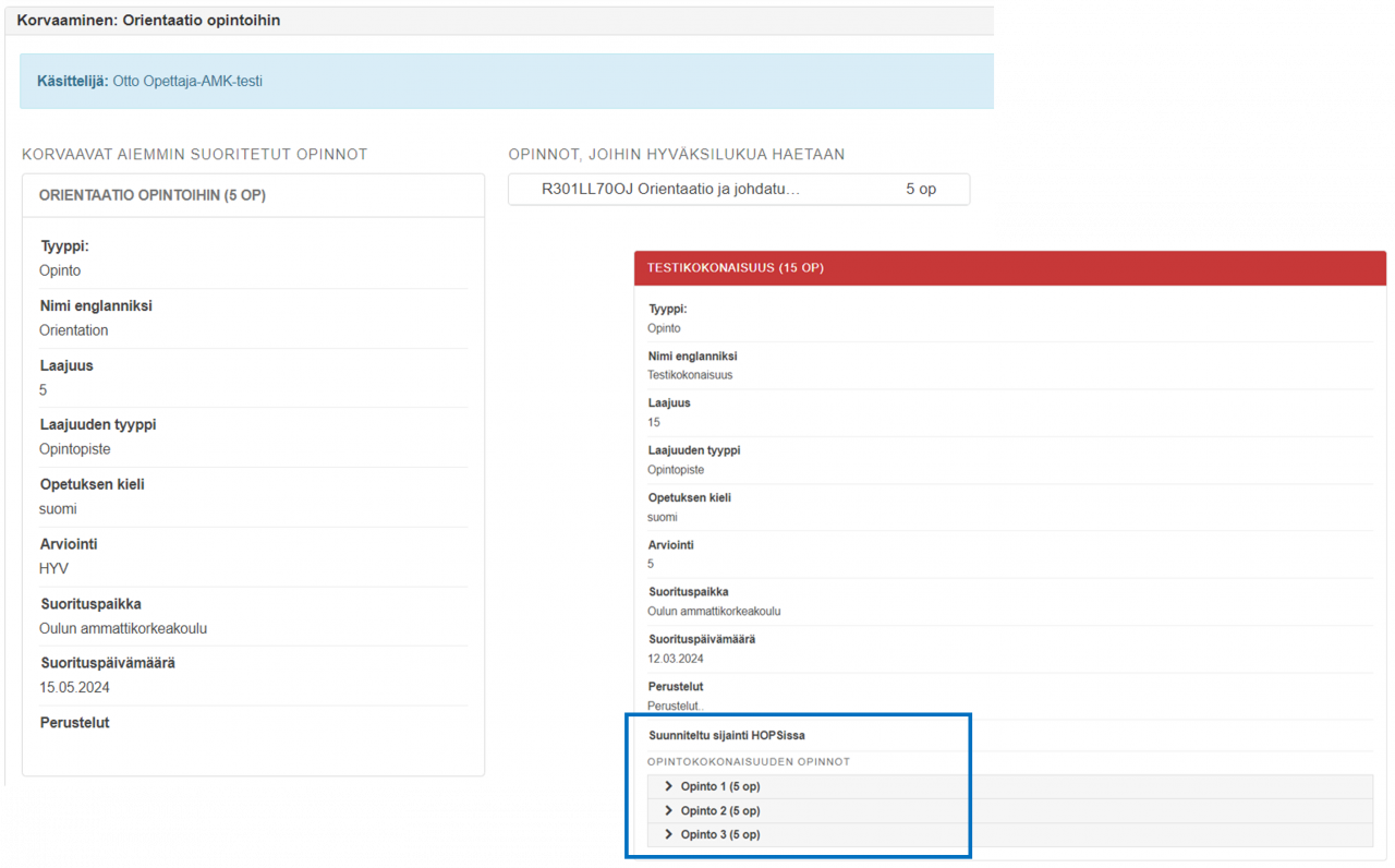 Hyväksiluettavan opinnon tiedot