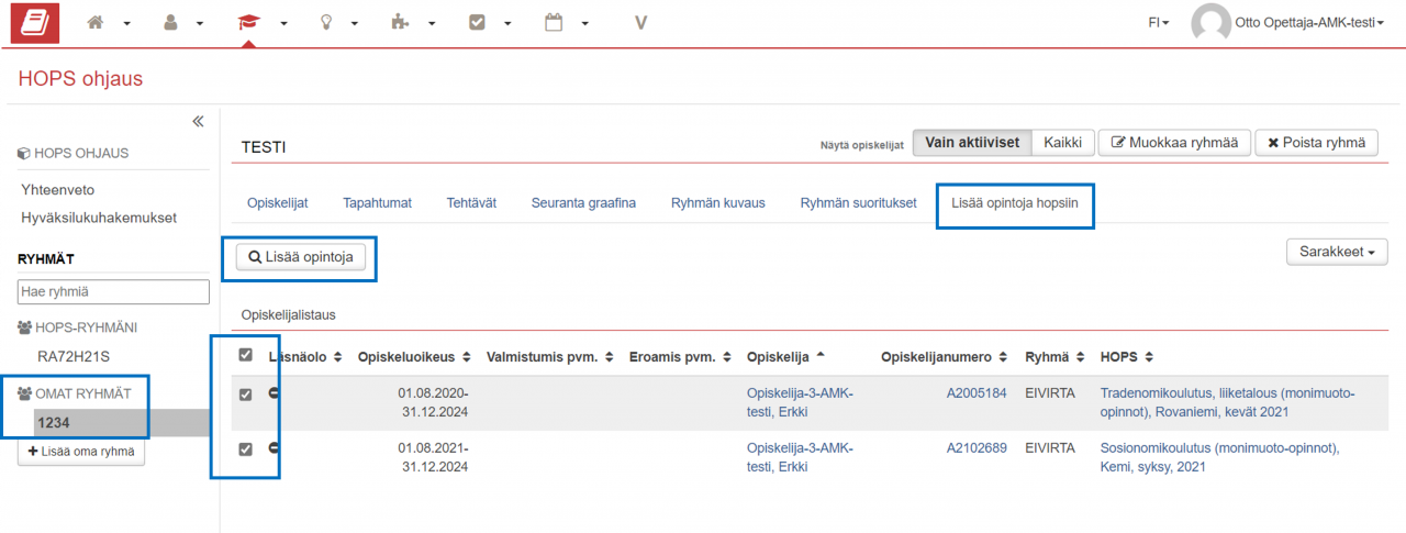 Opintojen lisääminen HOPSiin