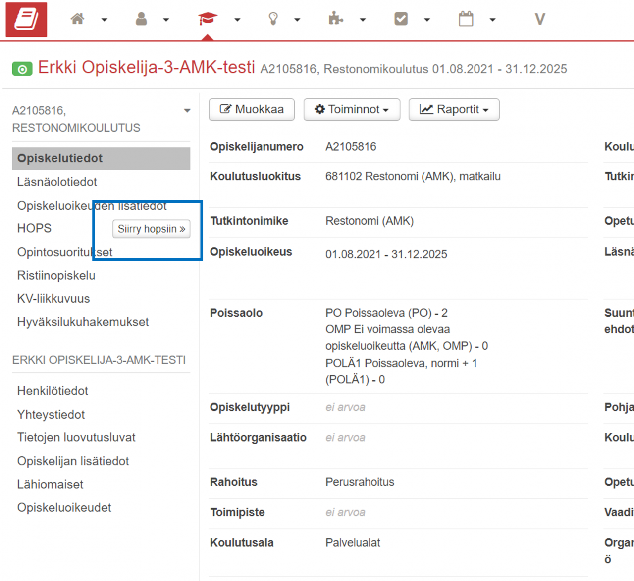 Siirtyminen opiskelijan HOPSiin