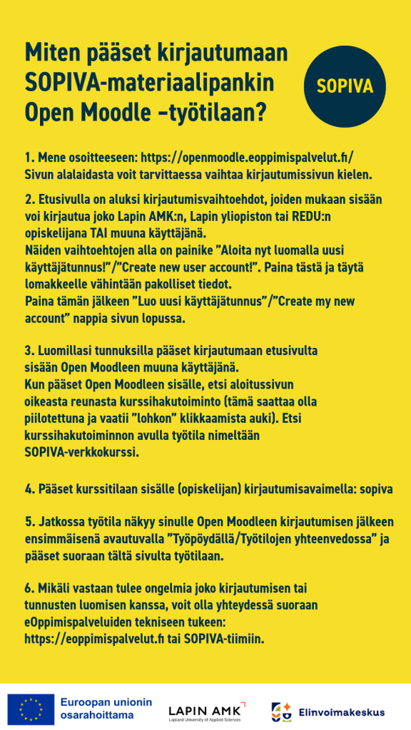Ohjeet sopiva-oppimisympäristöön kirjautumiseksi