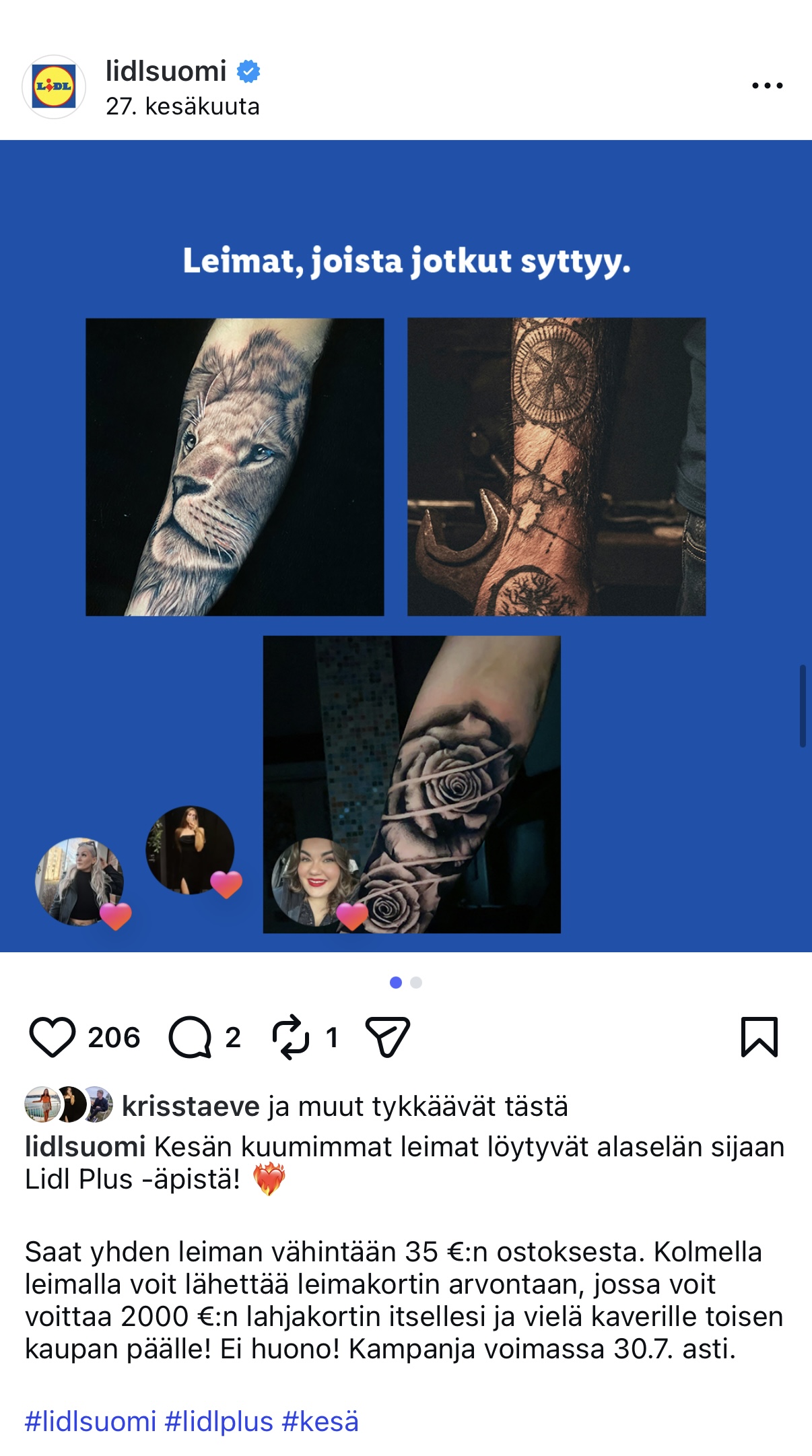 Lidl Instagram julkaisu 