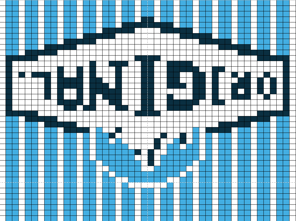 Kaavio, jossa ilmenee Lonkero tölkin logon neulontaohje.