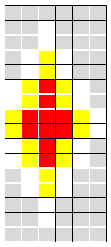 Kuvassa on salmiakin mallinen neulekaavio.