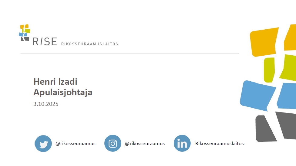 RISE:n esitys Kansikuva Rikosseuraamusviraston esityksestä